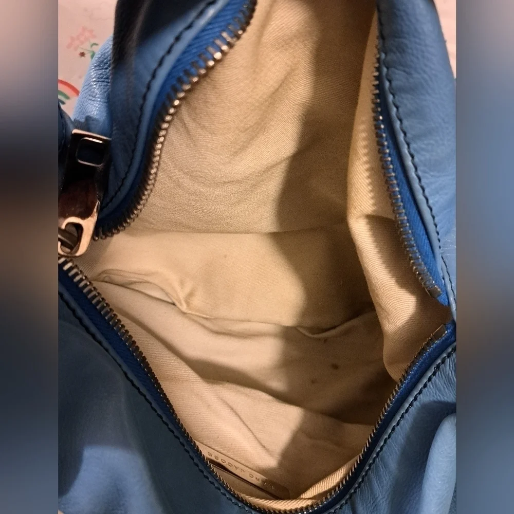 Y2K Marc Jacobs Aqua Leather Hobo Boho Streetwear Casual Everyday Purse Bag